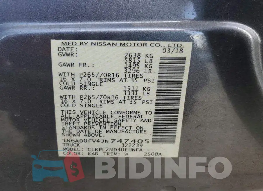 1N6AD0FV4JN747405 Photo# 12