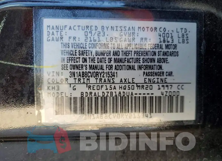 3N1AB8CV0RY215341 Photo# 12