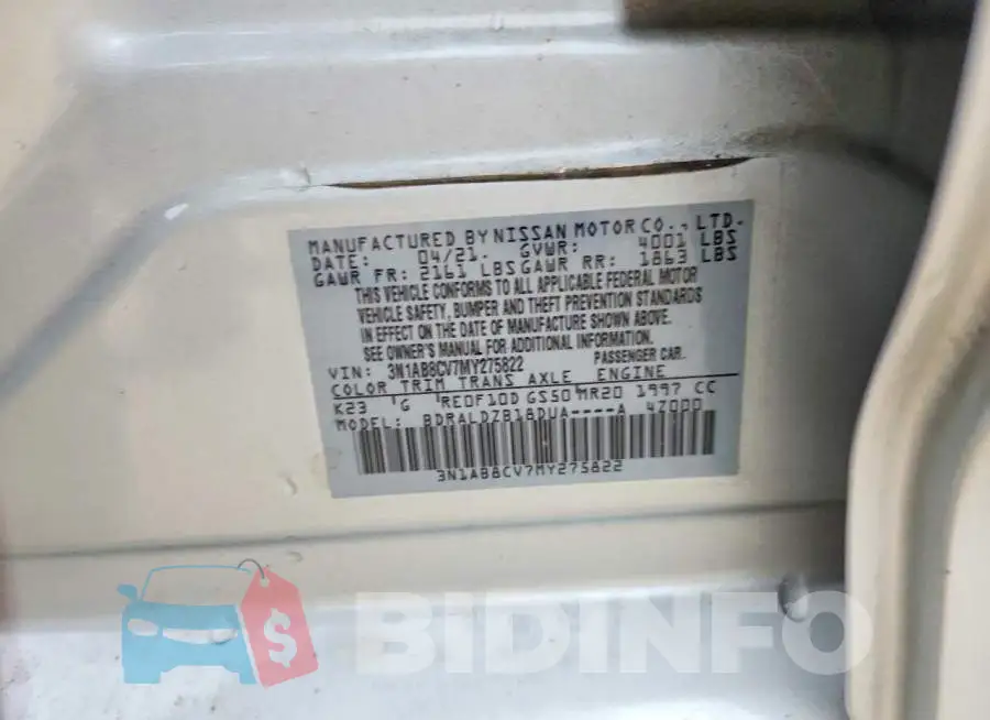 3N1AB8CV7MY275822 Photo# 12