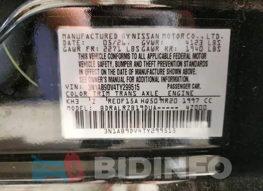 3N1AB9DV4TY299515 Photo# 12
