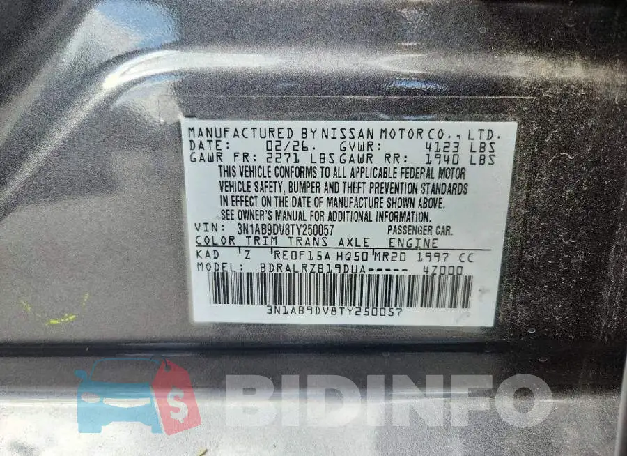 3N1AB9DV8TY250057 Photo# 12