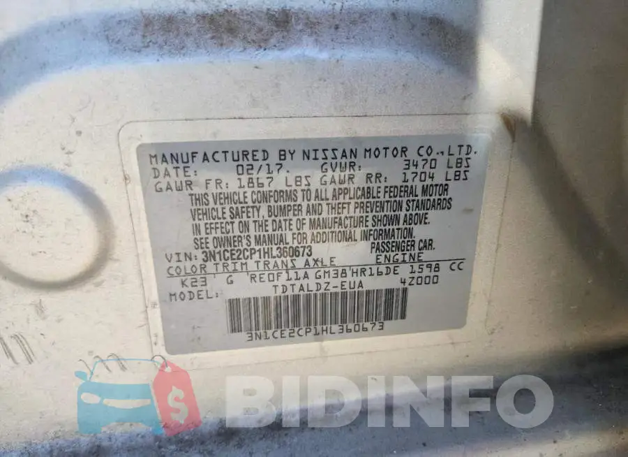 3N1CE2CP1HL360673 Photo# 12