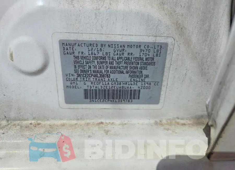 3N1CE2CP4KL359783 Photo# 12