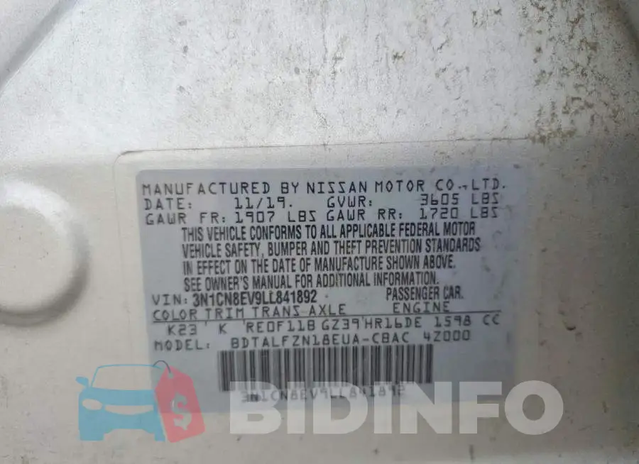 3N1CN8EV9LL841892 Photo# 12