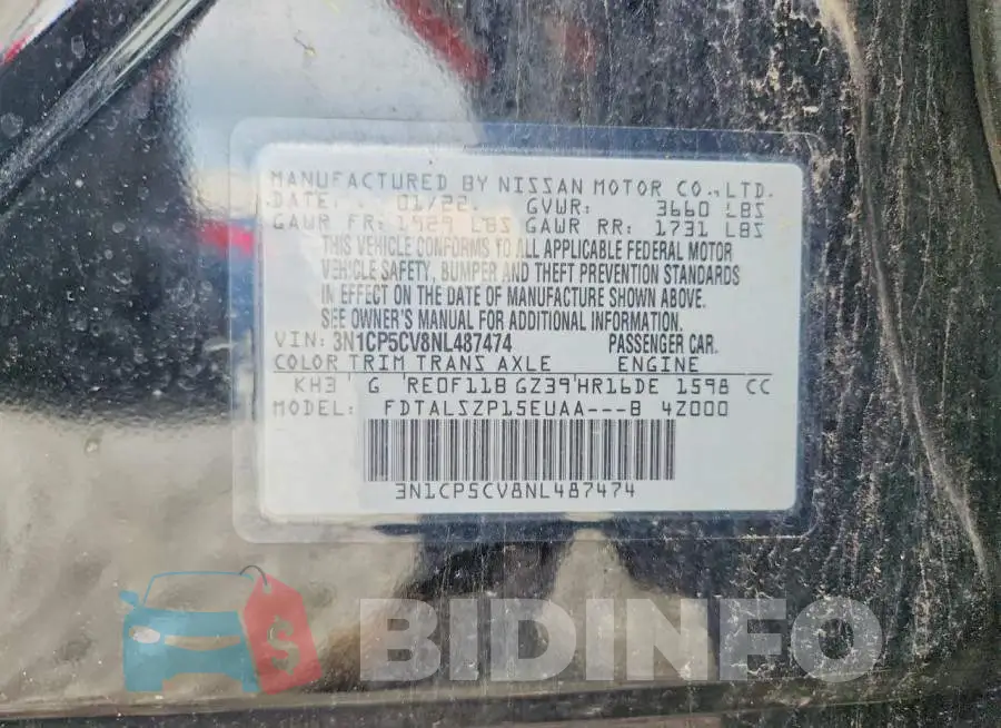 3N1CP5CV8NL487474 Photo# 12