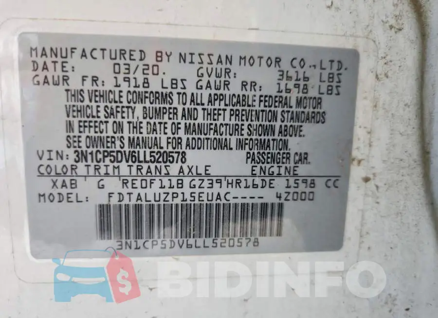 3N1CP5DV6LL520578 Photo# 13