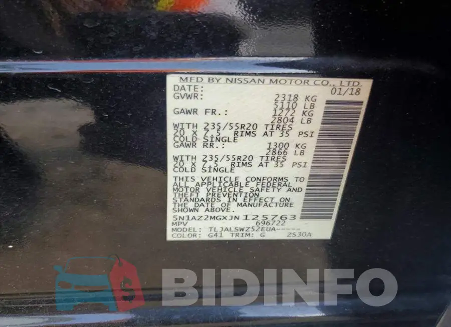 5N1AZ2MGXJN125763 Photo# 13