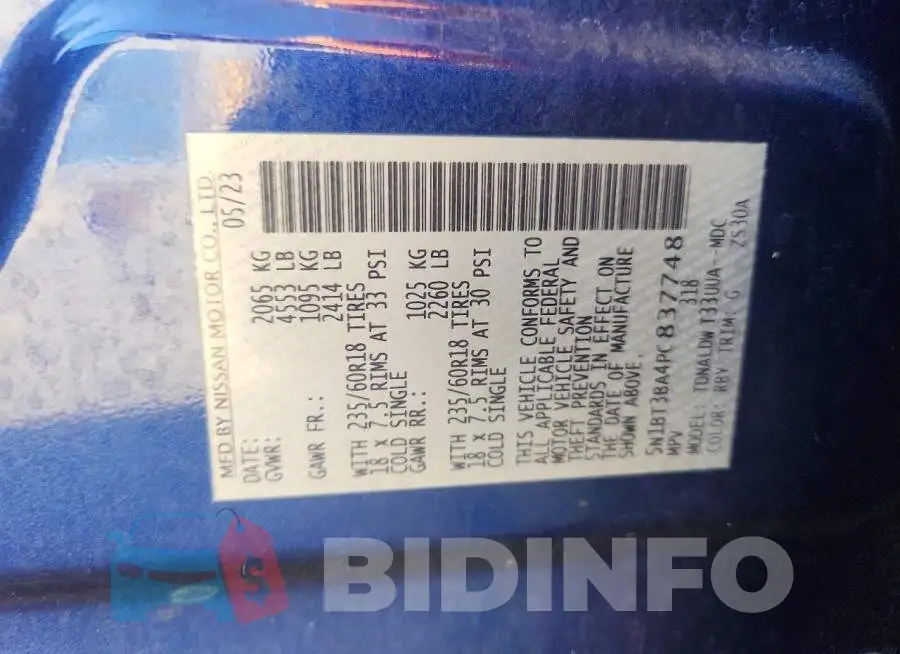 5N1BT3BA4PC837748 Photo# 13