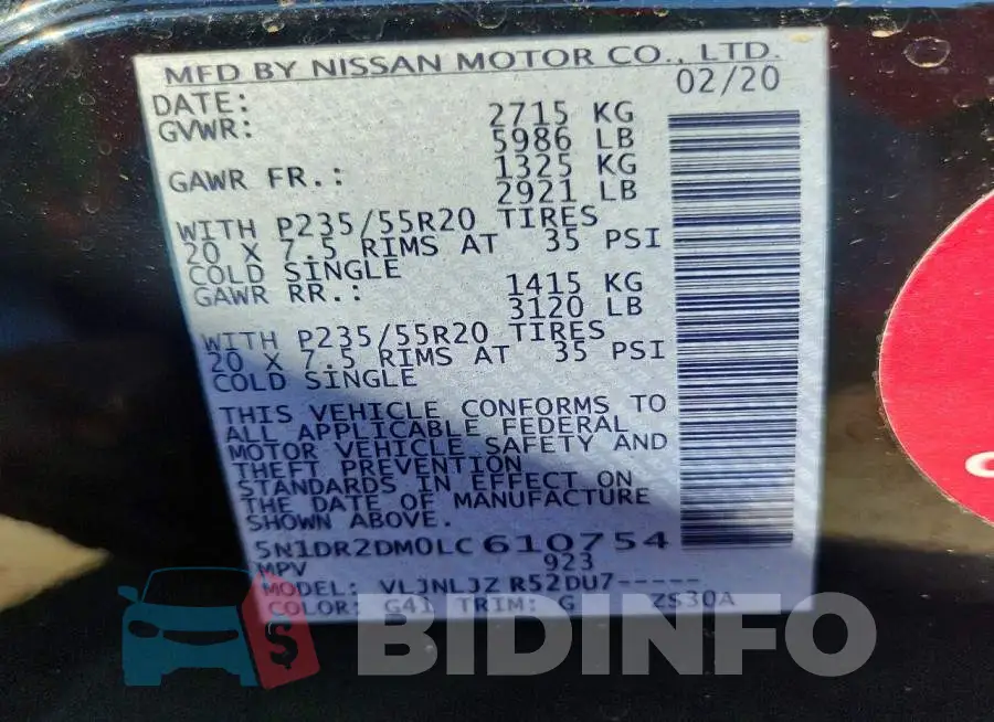 5N1DR2DM0LC610754 Photo# 13