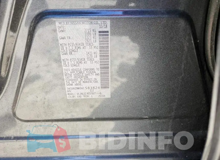 5N1DR2MM3KC583824 Photo# 12