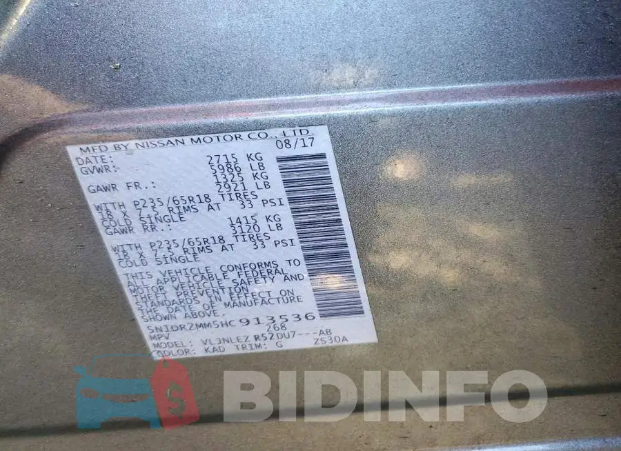 5N1DR2MM5HC913536 Photo# 13