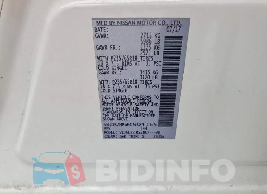 5N1DR2MM6HC904165 Photo# 13