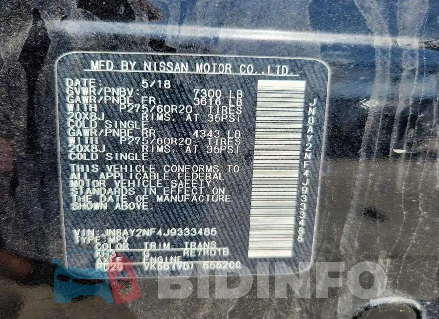 JN8AY2NF4J9333485 Photo# 14