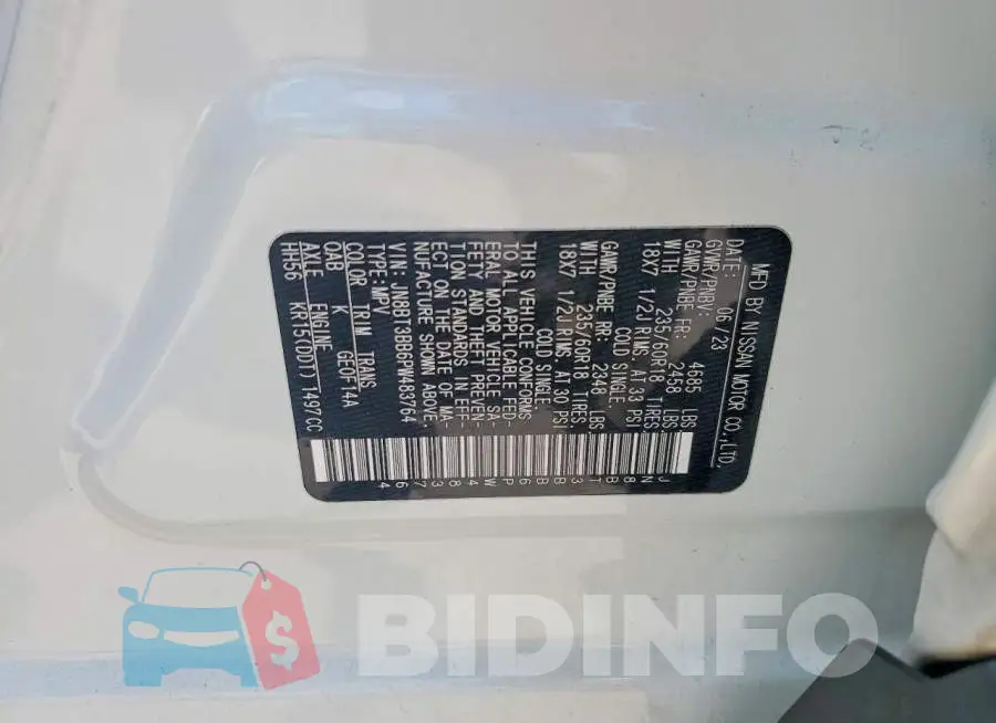JN8BT3BB6PW483764 Photo# 13