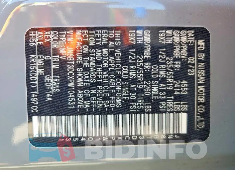 JN8BT3DCXPW104531 Photo# 14