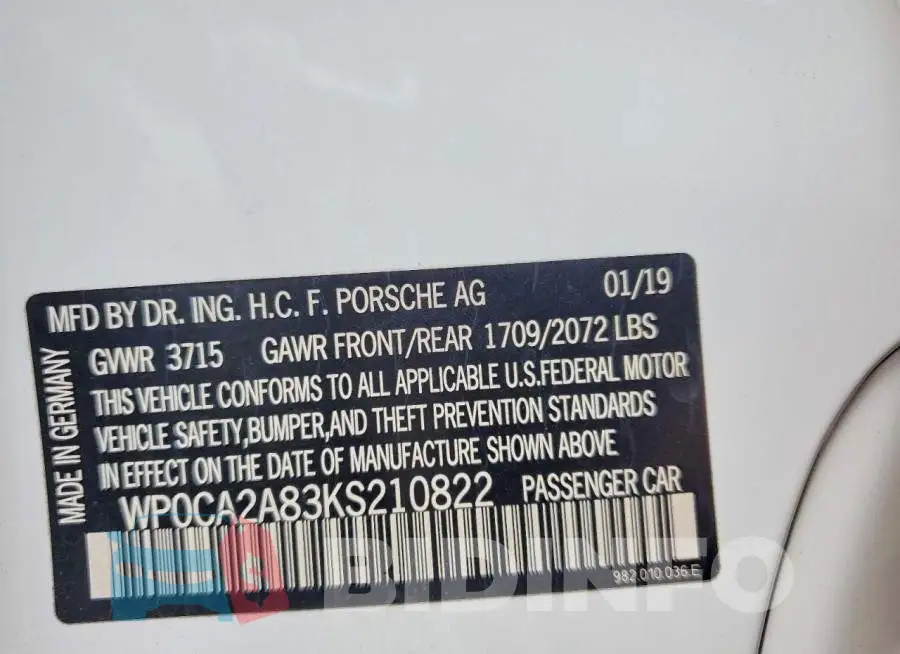 WP0CA2A83KS210822 Photo# 12