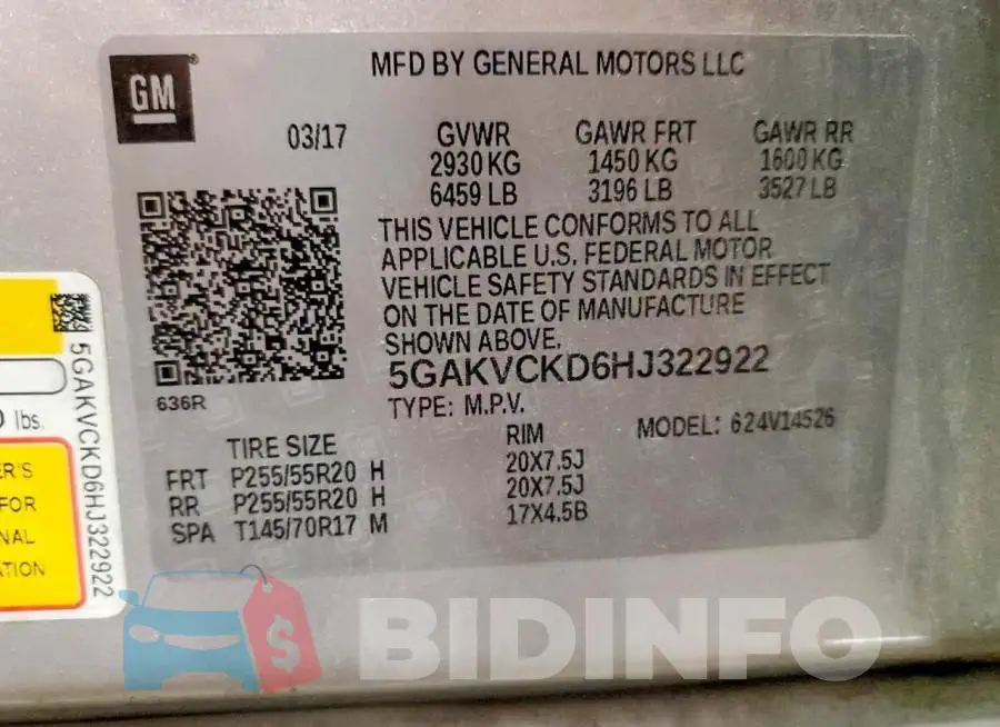 5GAKVCKD6HJ322922 Photo# 13