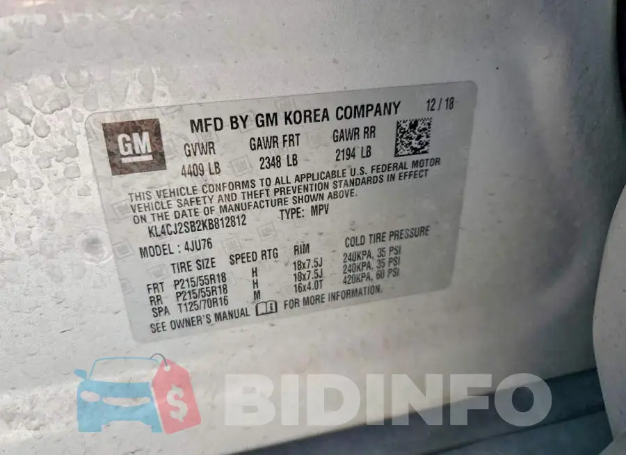 KL4CJ2SB2KB812812 Photo# 13