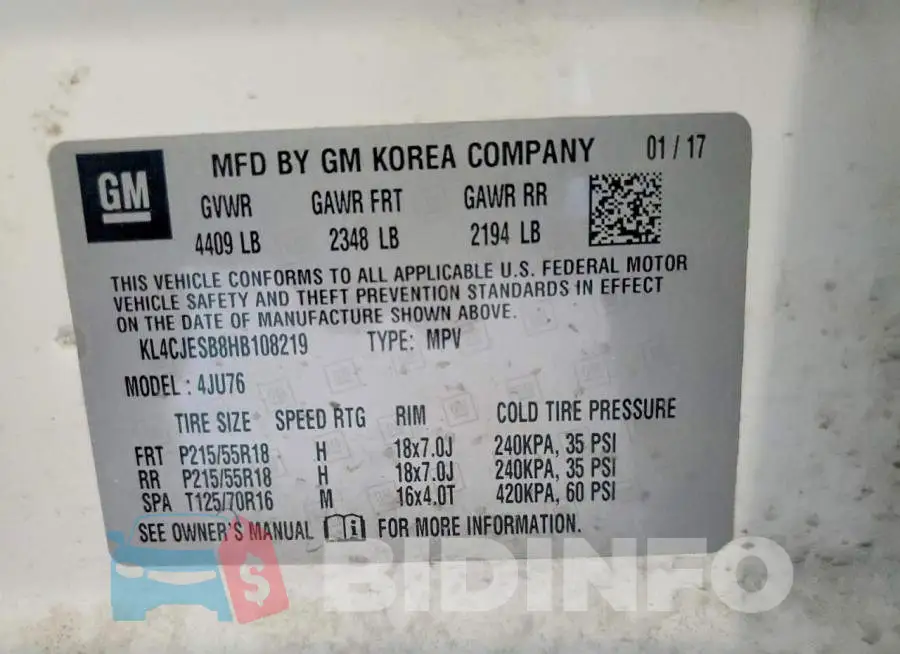 KL4CJESB8HB108219 Photo# 12