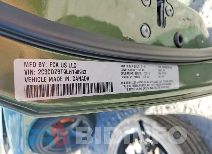 2C3CDZBT9LH190933 Photo# 13