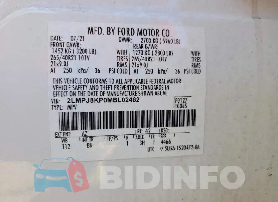 2LMPJ8KP0MBL02462 Photo# 13