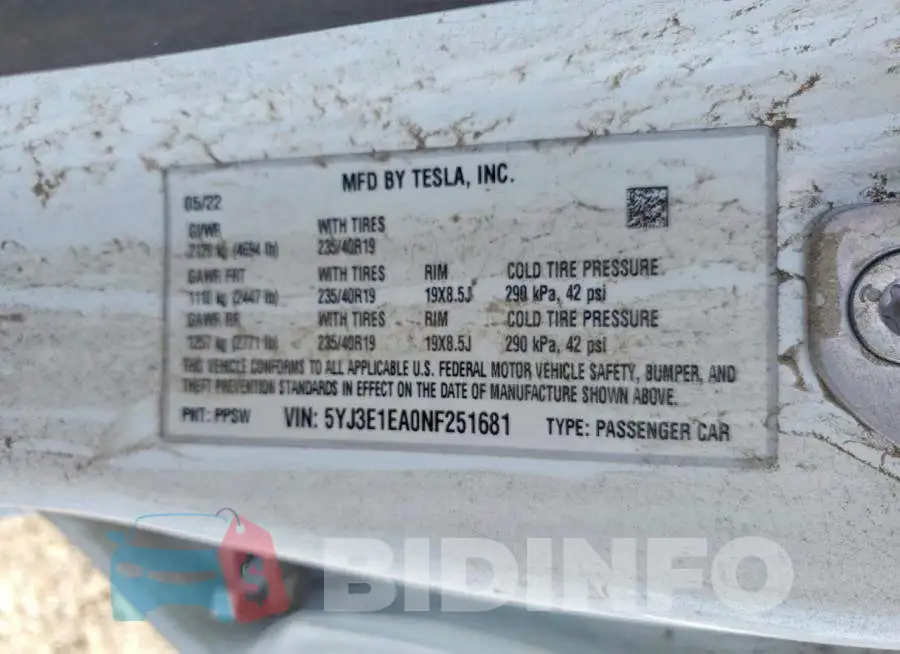5YJ3E1EA0NF251681 Photo# 12
