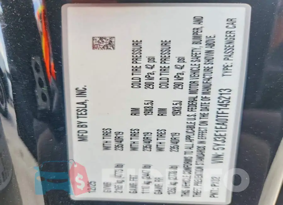 5YJ3E1EA0TF145213 Photo# 12