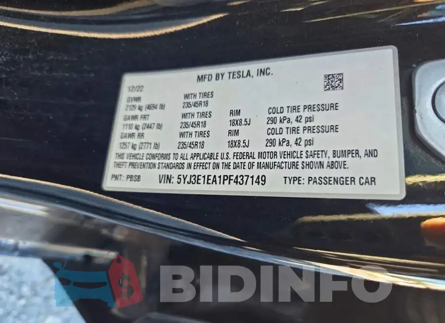 5YJ3E1EA1PF437149 Photo# 12