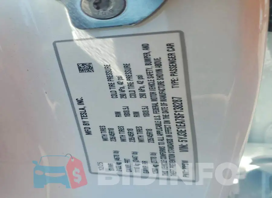 5YJ3E1EA7SF138287 Photo# 12