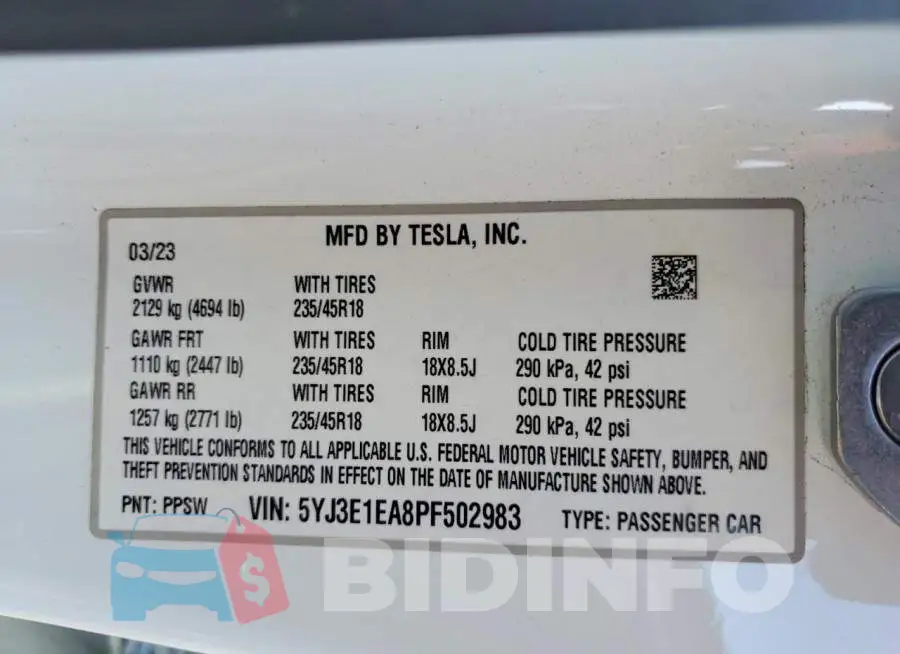 5YJ3E1EA8PF502983 Photo# 13