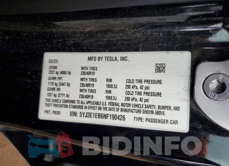 5YJ3E1EB6NF190426 Photo# 12