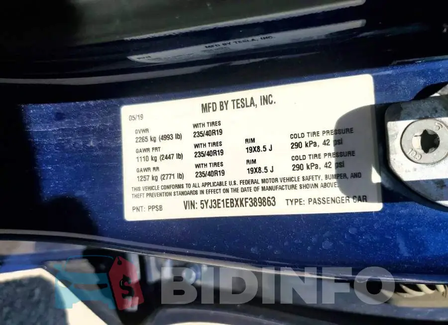 5YJ3E1EBXKF389863 Photo# 12