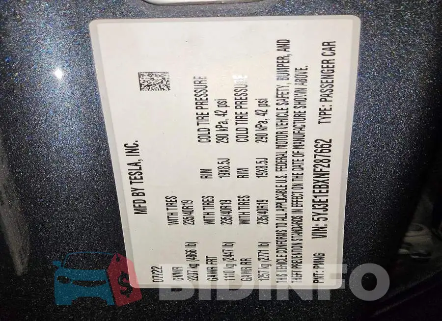 5YJ3E1EBXNF287662 Photo# 12