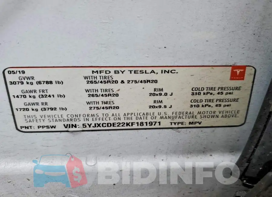 5YJXCDE22KF181971 Photo# 13