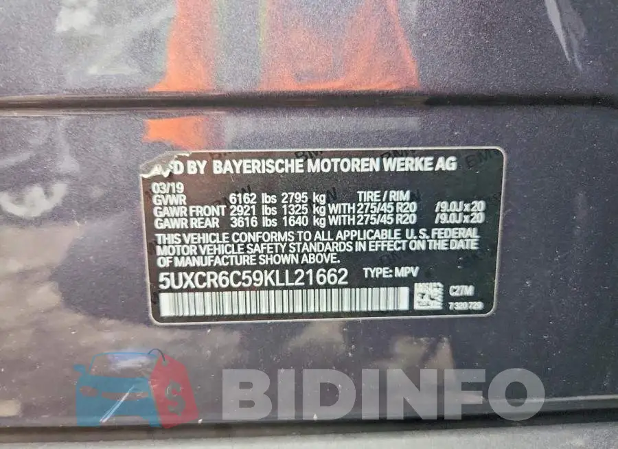 5UXCR6C59KLL21662 Photo# 12