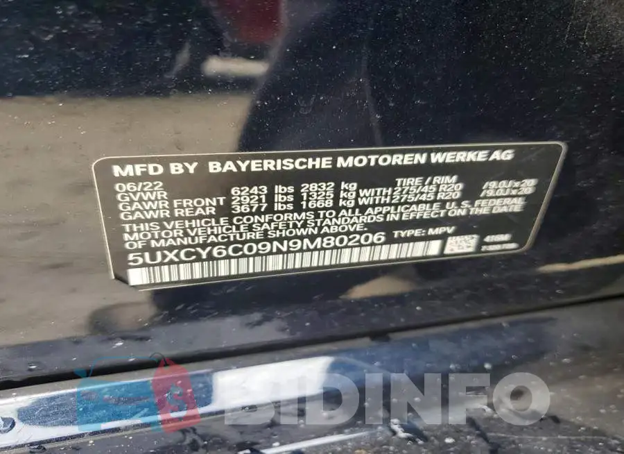 5UXCY6C09N9M80206 Photo# 13