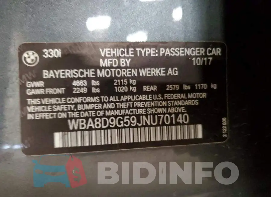 WBA8D9G59JNU70140 Photo# 12
