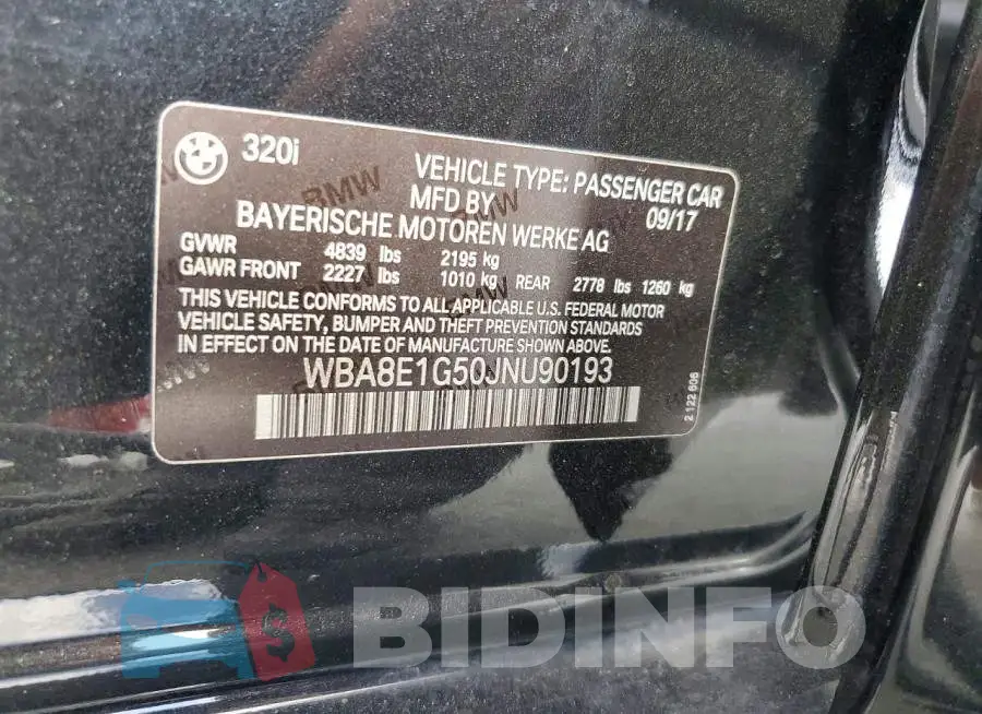 WBA8E1G50JNU90193 Photo# 12