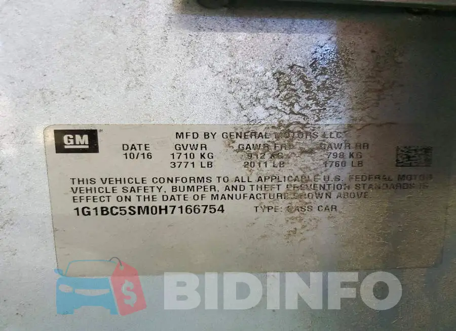 1G1BC5SM0H7166754 Photo# 12