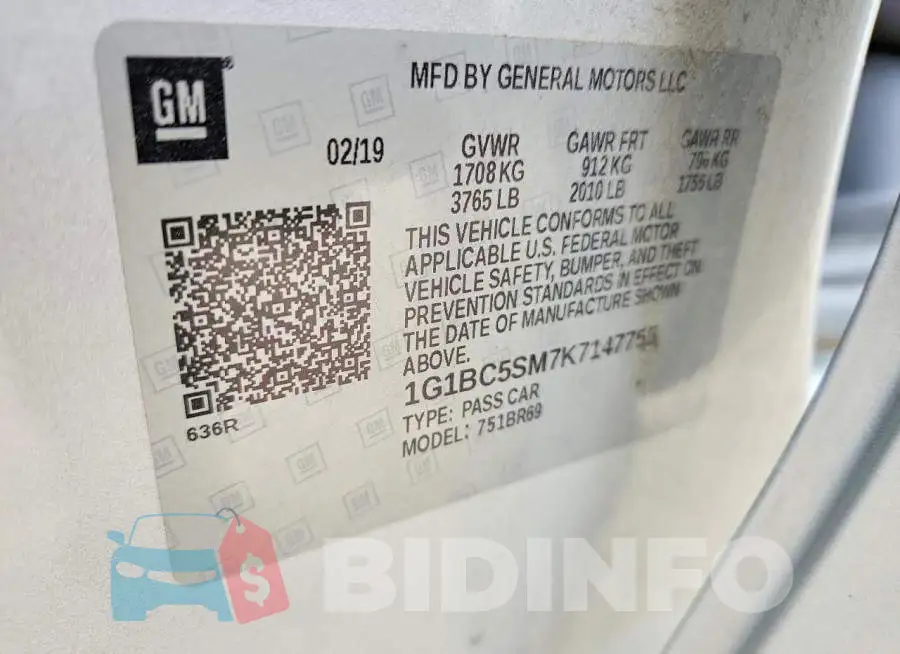 1G1BC5SM7K7147755 Photo# 12