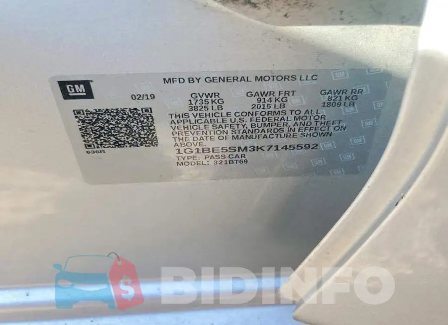 1G1BE5SM3K7145592 Photo# 12