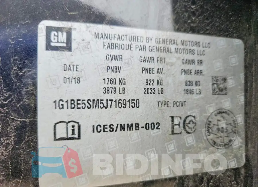 1G1BE5SM5J7169150 Photo# 12