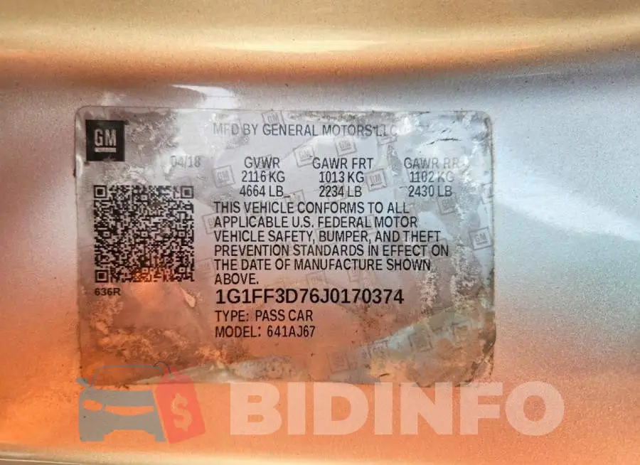 1G1FF3D76J0170374 Photo# 12