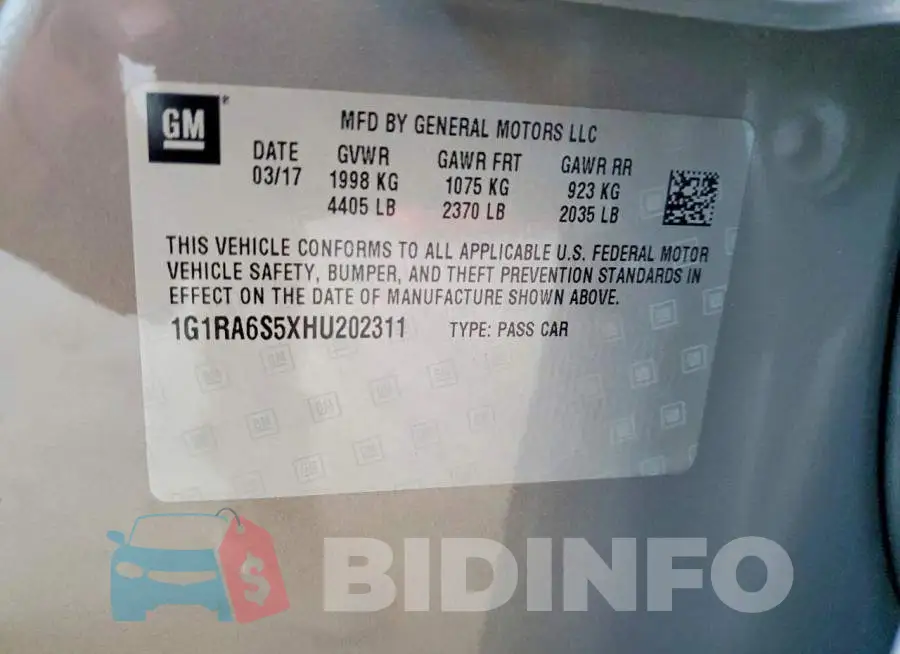 1G1RA6S5XHU202311 Photo# 12