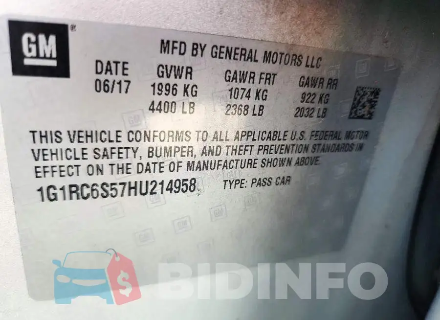 1G1RC6S57HU214958 Photo# 12