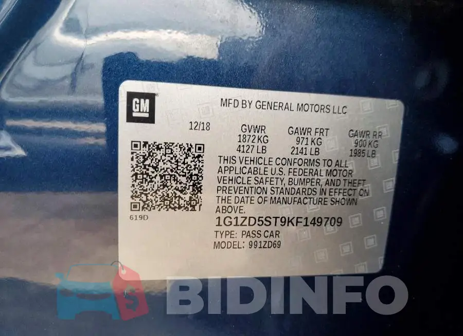 1G1ZD5ST9KF149709 Photo# 12