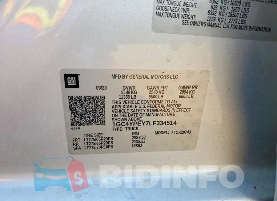 1GC4YPEY7LF334514 Photo# 12