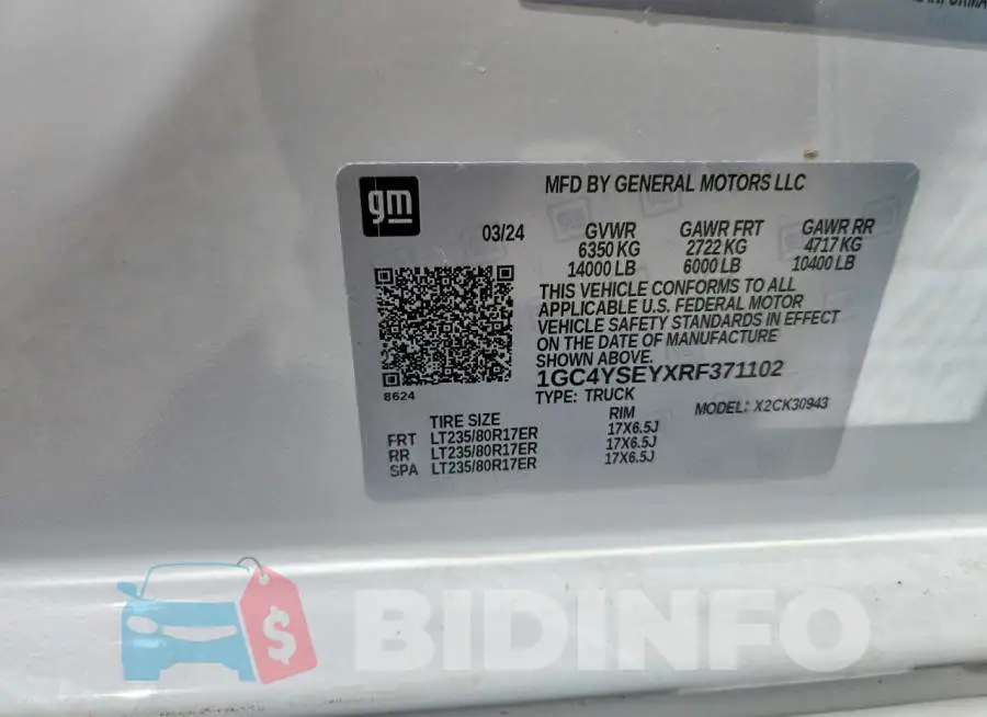 1GC4YSEYXRF371102 Photo# 13