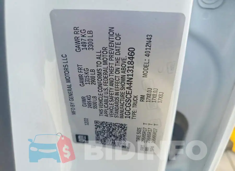 1GCGSCEA4N1318460 Photo# 12