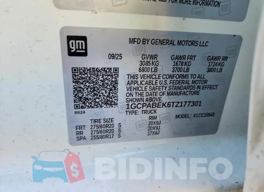 1GCPABEK6TZ177301 Photo# 12
